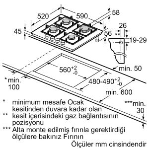 Siemens EP6A2PB20O iQ500 60 cm sert cam ocak , 4 gözü gazl